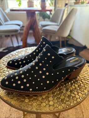 Black Studded Slip-On Women’s Mules